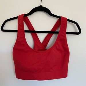 Red sports bra